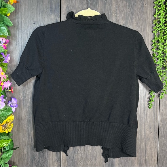 >🌼3/$30🌼Van Heusen Short Sleeve Tie Close Black Cardigan Shawl Size XS - Picture 9 of 15
